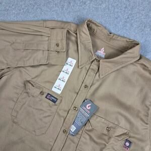 NWT LAPCO FR Mens 2XL Tan Long Sleeve Flame Resistant Work Shirt